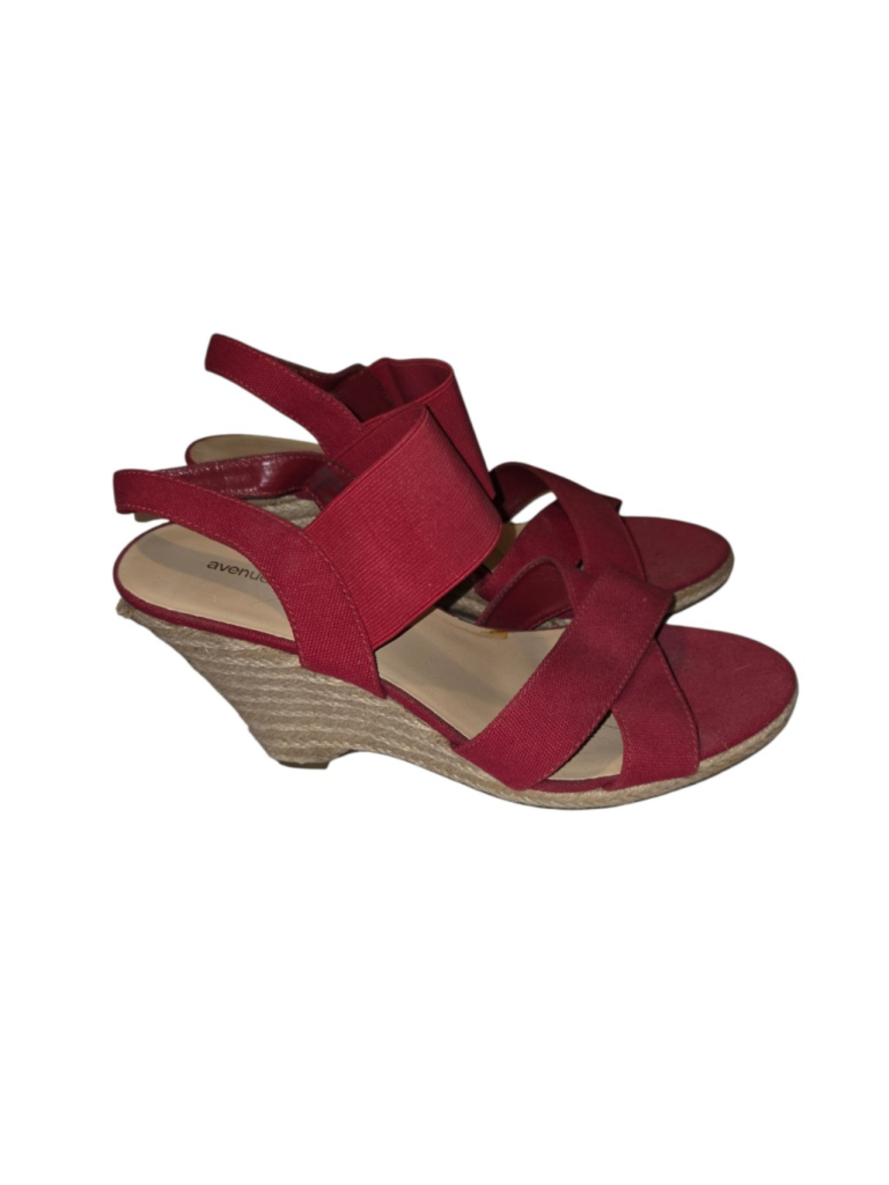Women's Size 10W Avenue Becca Red Canvas Espadrille Wedge Sandals